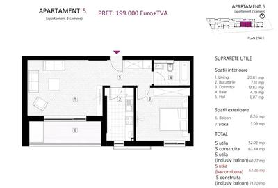 Apartament 2 camere, balcon, boxa, metrou Stefan cel Mare, bloc nou - 7