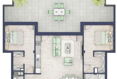 Penthouse cu 3 camere, 75,40 mp,  zona Turnișor