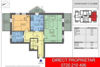 Apartament 2 camere - 74,2 mp - Popesti-Leordeni, Apollo 3 - 1