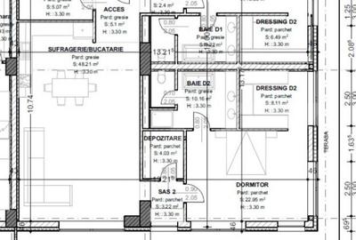 Penthouse de vanzare, cu 3 camere, 148 mp, terasa 62 mp, zo - 1