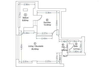 Apartament cu 2 camere semidecomandat, mobilat în Pipera - 20