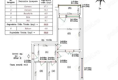 Apartament de vanzare 2 camere - Cugir - 54mp utili - 1