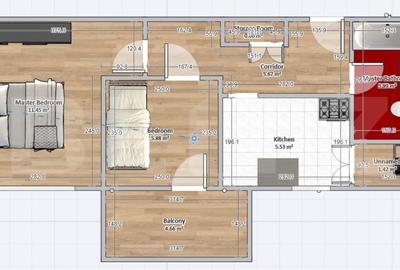Apartament 2 camere, 38 mp, decomandat, oras Beclean, zona centrala - 9