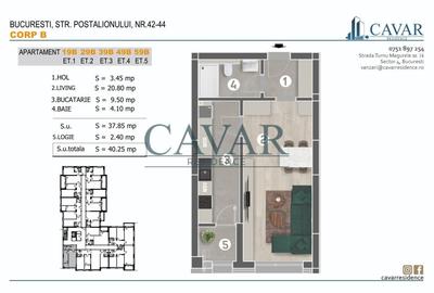 Proiect Cavar Residence Garsoniera 40 mp - 7