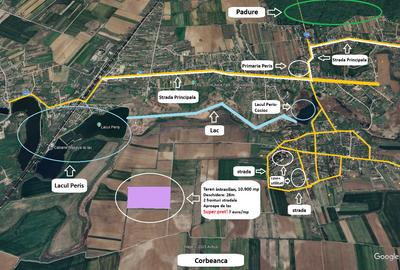 Proprietar - Teren Peris - 10.900 MP | 7 euro/mp | 2 Fronturi Stradale - 1