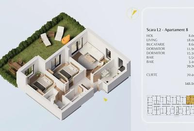 3 Camere 2 bai Gradina Incalzire Pardoseala Finalizat  Pallady STB - 2