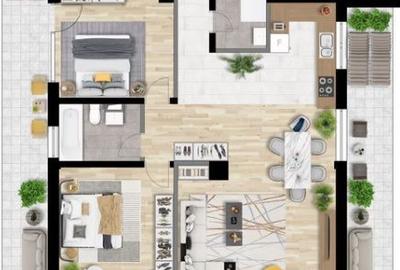 Apartament cu 3 camere în Între Lacuri