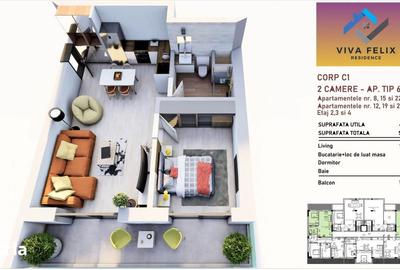 Apartament cu 2 camere în Sânmartin - 3