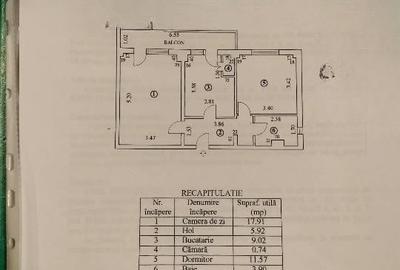 Apartament 2 camere decomandat, suprafata totala 55mp - 2