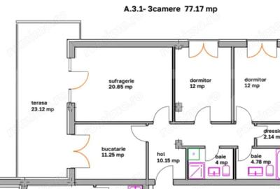 Apartamente spa?ioase cu 3 camere, balcon ?i dressing bloc nou in Ghimbav - 2