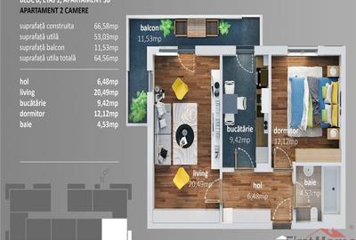 Apartament cu 2 camere decomandat în Central - 14