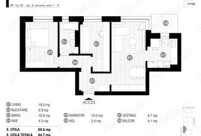 Apartament 2 camere + birou 10mp in ansamblul Antracit Coanda Apartament 2 camere + birou 10mp in ansamblul Antracit Coanda - 2