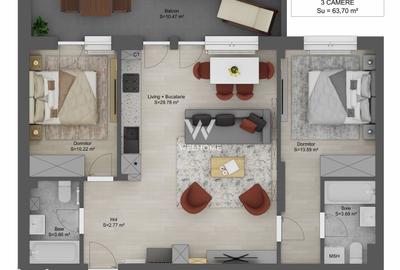 Apartament cu 3 camere în Central - 2