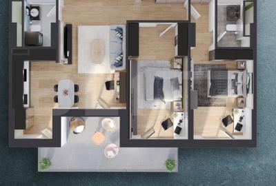 Apartament cu 3 camere semidecomandat în Iris - 2