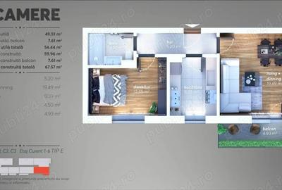 Cedez promisiune bilaterala Avangarde Residence | Apartament 2 camere, 56 mp, etaj 5 - 4