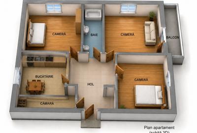 Apartament cu 3 camere decomandat în Tătărași - 1