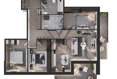 Apartament nou, 4 camere, 2 bai, 2 terase 99mp + terase zona Elite City - 1