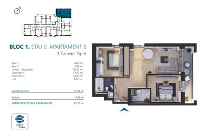 Elite Town Timisoara | 3 camere | TORONTALULUI - METRO 2 - 1