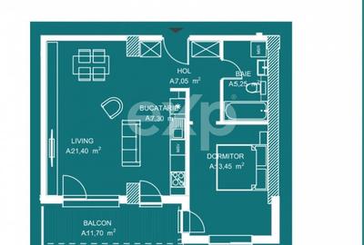 Apartament cu 2 camere semidecomandat în Pipera