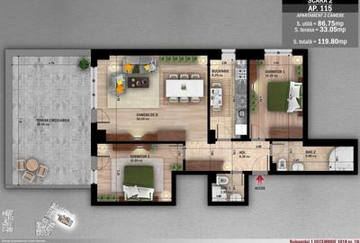 Apartament cu 3 camere decomandat în Basarabia