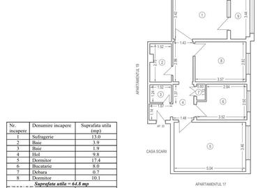 Apartament cu 3 camere decomandat în Central