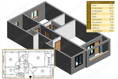 Apartament cu 3 camere decomandat în Ultracentral