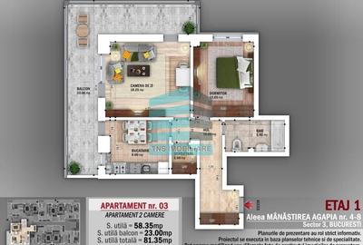 Apartament 2 Camere,Terasa 23 Mp, Titan-Nicolae Grigorescu,Metrou - 6