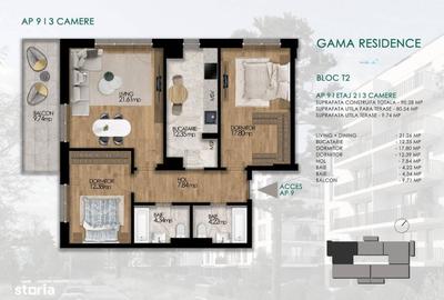 Apartament cu 3 camere în Olteniței - 2