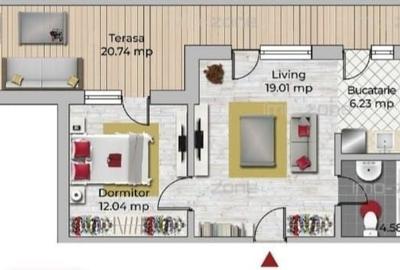 Apartament cu 2 camere semidecomandat, mobilat în Uverturii - 14
