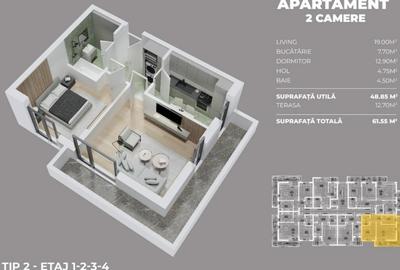 Apartament cu 2 camere în Central - 2