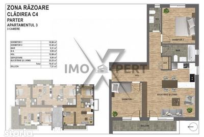 Apartament cu 3 camere în Florești