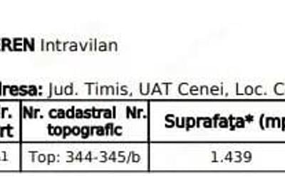 Teren de 1439 mp, în Cenei - 2
