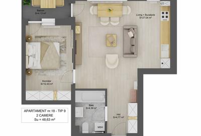 Apartament cu 2 camere în Șelimbăr