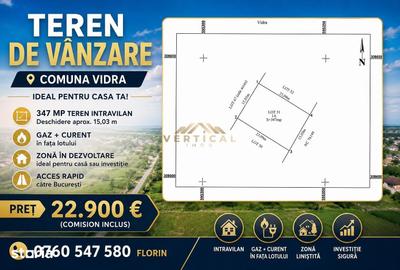 Teren de 347 mp, în Vidra