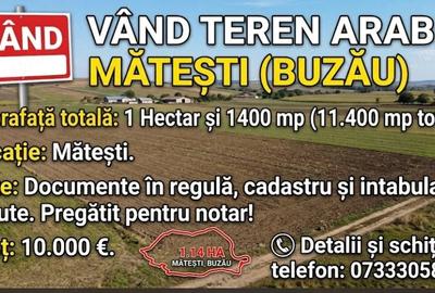 Teren de 11400 mp, în Mătești - 1