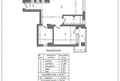 Apartament cu 2 camere în 1 Mai