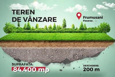 Lot de teren 84.400 mp, ideal dezvoltare rezidentiala, PUZ aprobat, Frumusani