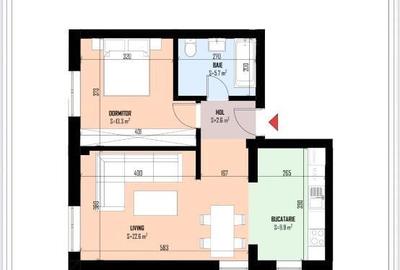 Apartament cu 2 camere, 54.1 mp, Sos. Alexandriei - 1