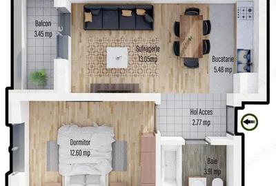 Apartament cu 2 camere decomandat în Militari