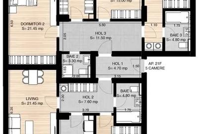 Apartament 5 camere Pipera Rond OMV – 161 mp utili - Proiect nou - 9