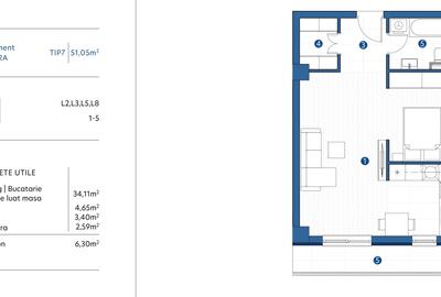 Kaufland Galata Apartament 51 mp, incalzire pardoseala, finisaje premium - 3