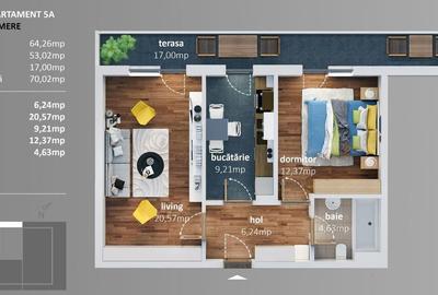 Apartament cu 2 camere decomandat, mobilat în Est - 13