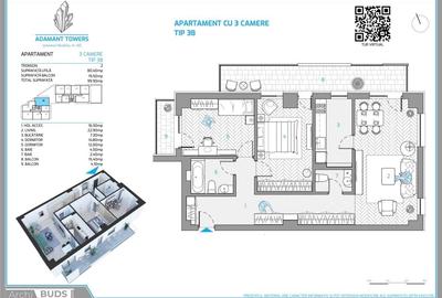 Adamant Towers | 3 camere | tip 3B | 99 mp | decomandat | Sos Nicolina nr.54 - 2