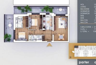 Apartament cu 3 camere decomandat în Glina - 2