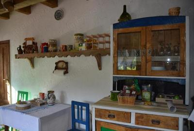 Vand casa la Buru construita traditional din barne de stejar cu tarnat sculptat si interior modern - 3
