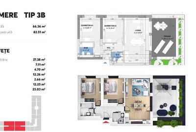 Apartament 3 Camere TIP B in Plaza Residence Faza 6 - 1