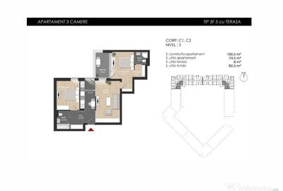 Apartament cu 3 camere semidecomandat în Sud - 13