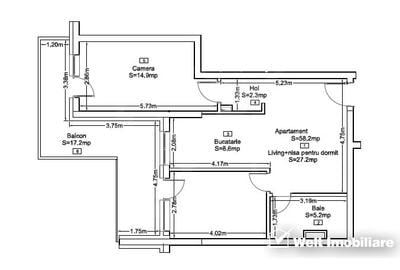 Apartament FINISAT 58mp 3 cam, terasa 17mp, Lidl Frunzisului - 4