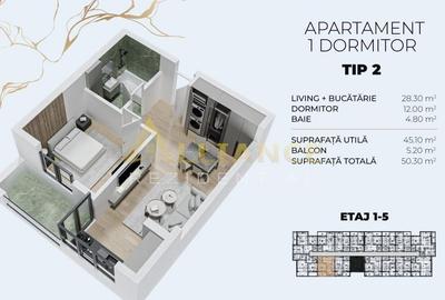 Apartament cu 2 camere decomandat în Central - 7