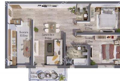 Apartament 3 camere mobilat si utilat 75 mp cu pod si loc pa - 4